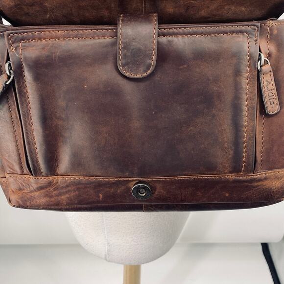 Vintage Adrian Klis Handcrafted Buffalo Leather Messenger Shoulder Bag Brown - Picture 9 of 16